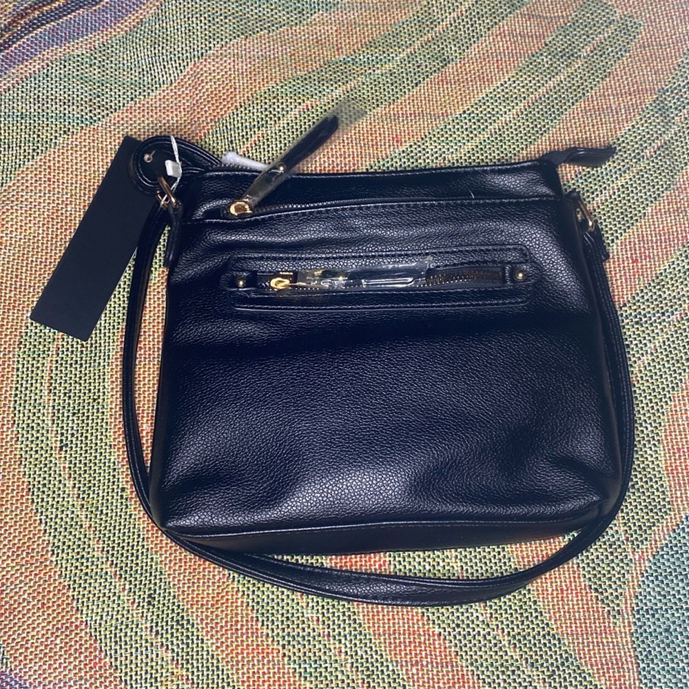 Black Isabelle Vegan Leather‎ Crossbody Purse Bag